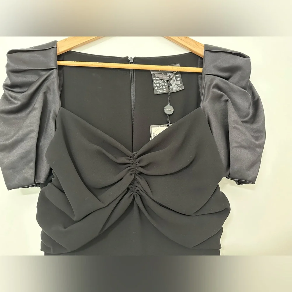 MaxMara little black dress, mini with silk bell sleves. Size IT 44. New w/tags - Picture 3 of 9